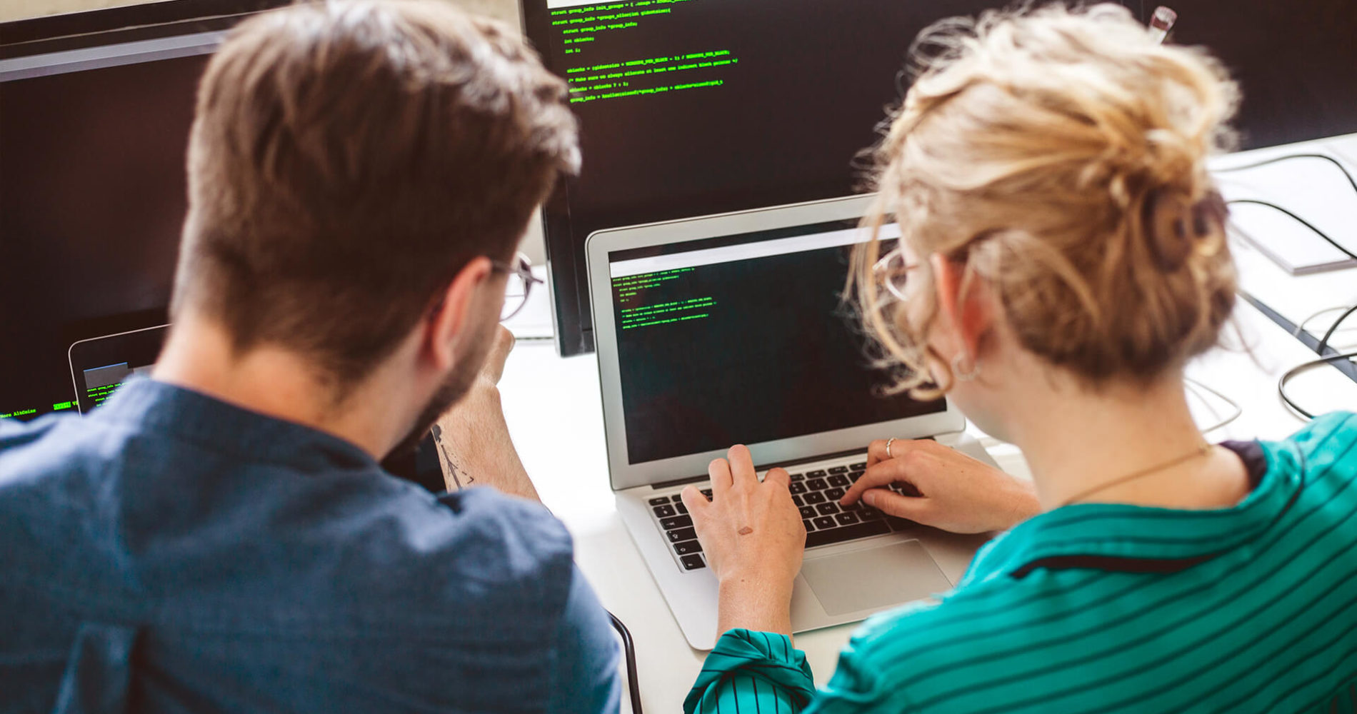 Woman developing software